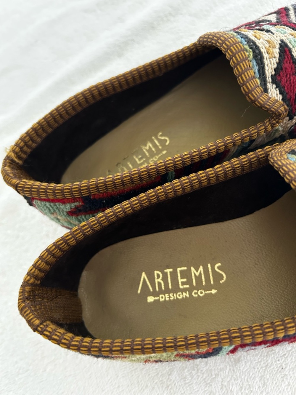 Embroidered Artemis Kilim Loafers in Red, Black & Tan - Picture 3 of 6